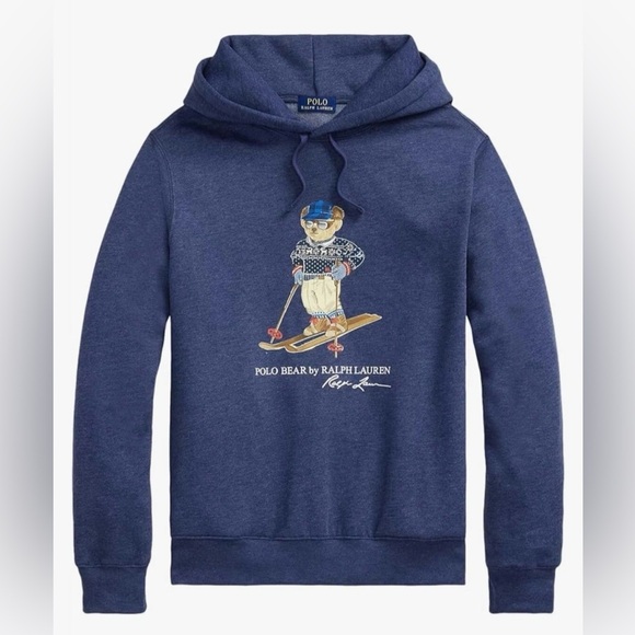 Polo Ralph Lauren Other - Polo by Ralph Lauren boys Navy Hoodie with Skiing Bear sz 10-12 Med